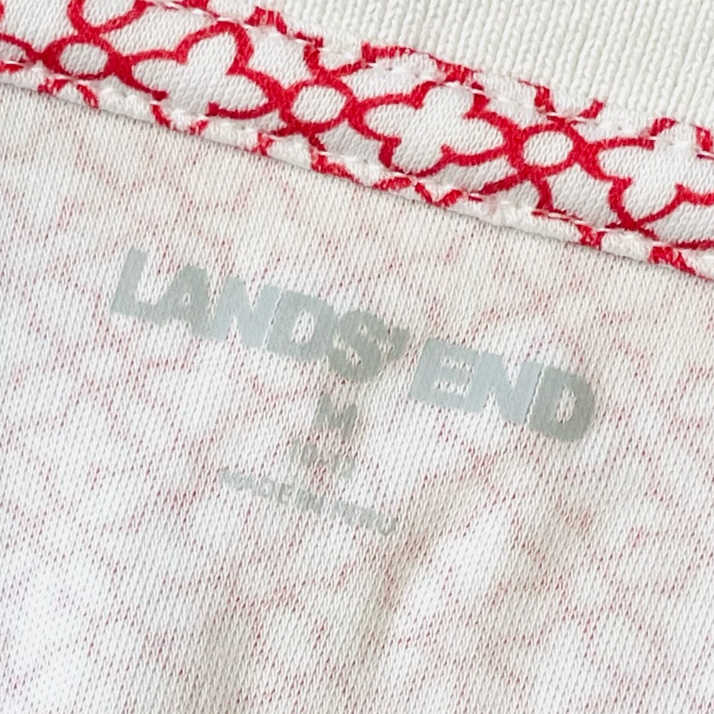 LANDS’ END • Red/White Geometric Print Sleeveless Collared Polo Top, M - Picture 14 of 16